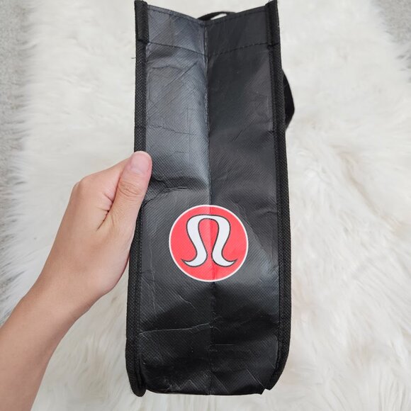 Lululemon Small Reusable Black Print Shopping‎ Handle Red White Plastic Mini Bag - Picture 5 of 9